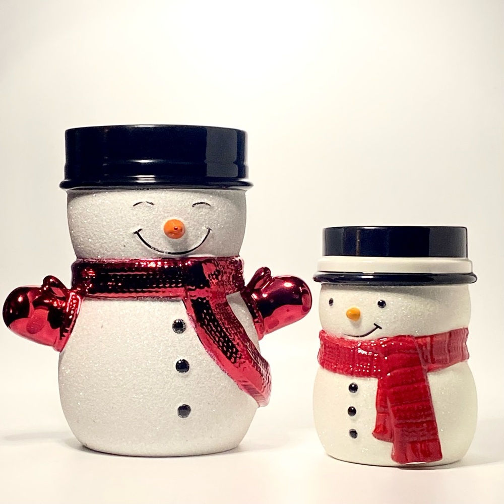Bath & Body Works Snowman 3-Wick Candle Holder & Single Wick Candle Holder Set